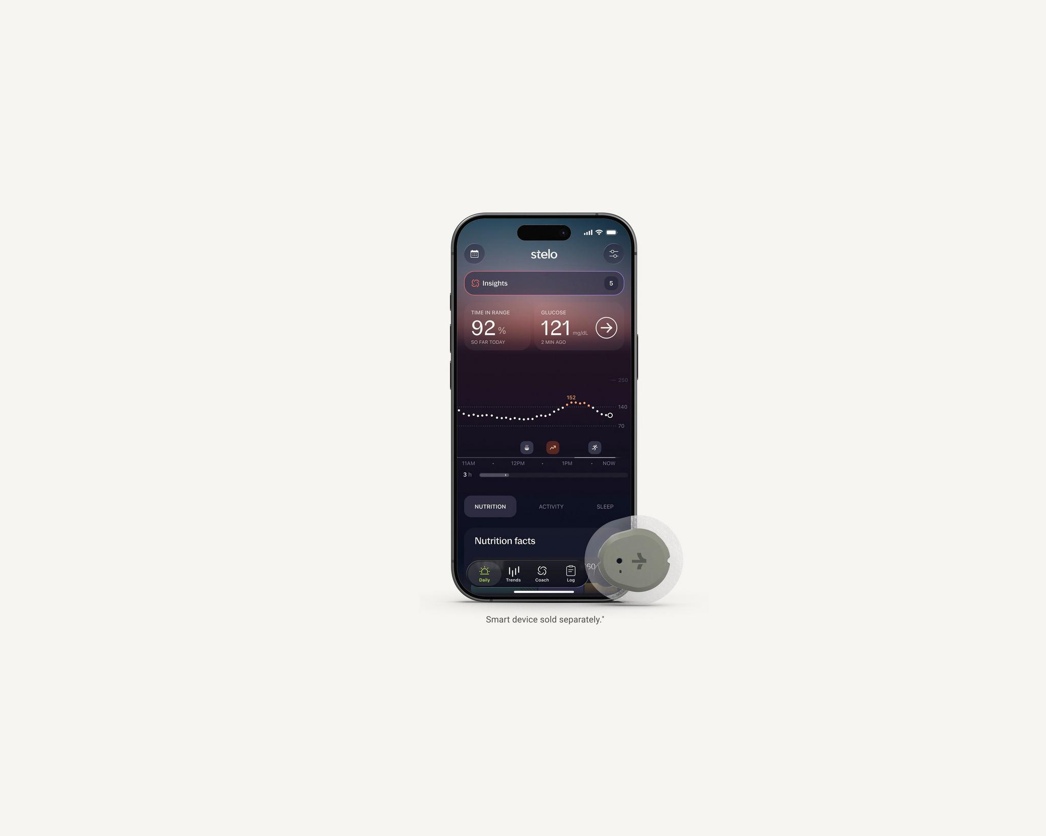 Stelo wearable glucose biosensor and app